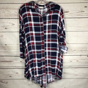 Altar'd State Plaid Tie Back Tunic Dress Size Med